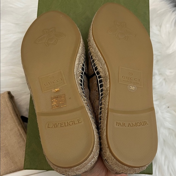 💯% Auth Gucci Women's GG Supreme Espadrille Flat  38 - Picture 11 of 11